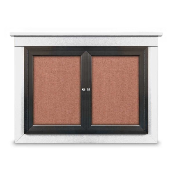 48"x36" 2-Door Enclosed Letterboard, Header, Green Felt/Lt Oak